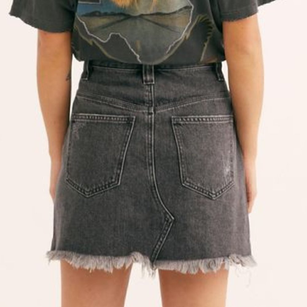 Free People Sanded Black Sidecar Mini Skirt NWT - Picture 3 of 11